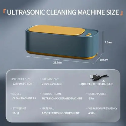 360° Rechargeable Ultrasonic Cleaner | High-Frequency Vibration Cleaning Device for Jewelry, Eyewear, Watches, Braces & Dentures | USB Charging, Compact & Multi-Functional