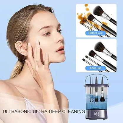 Electric Makeup Brush Cleaner & Dryer System | Automatic USB-Powered Spinning Device for All Brush Sizes – Quick, Gentle & Easy Cleaning
