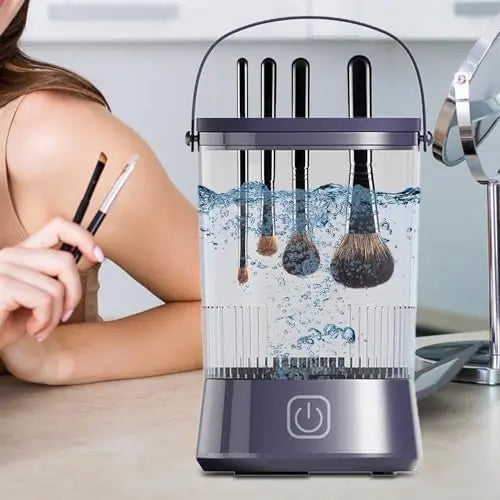 Electric Makeup Brush Cleaner & Dryer System | Automatic USB-Powered Spinning Device for All Brush Sizes – Quick, Gentle & Easy Cleaning