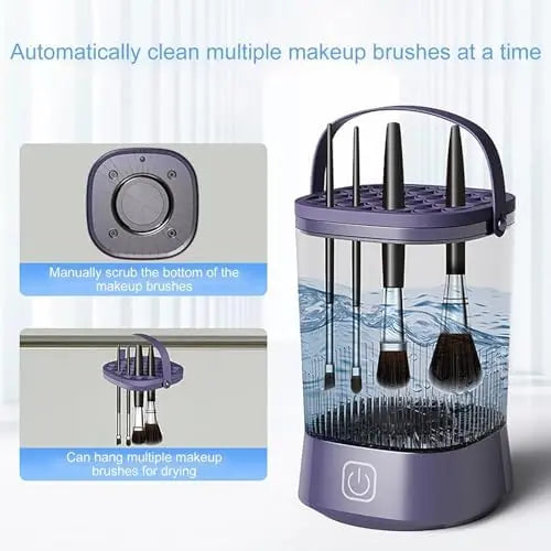 Electric Makeup Brush Cleaner & Dryer System | Automatic USB-Powered Spinning Device for All Brush Sizes – Quick, Gentle & Easy Cleaning