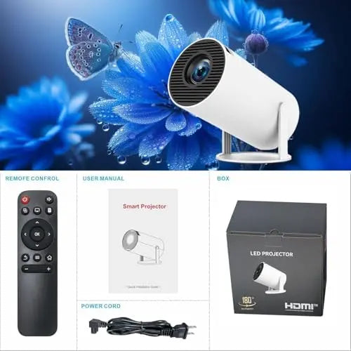 Magcubic HY300 Pro Android 11 Mini Projector | 4K Support, Built-in Speakers, Smart TV, Wi-Fi, Low Noise | Portable Home Theater with 3.3m Screen, EU Plug, 1280x720P HD