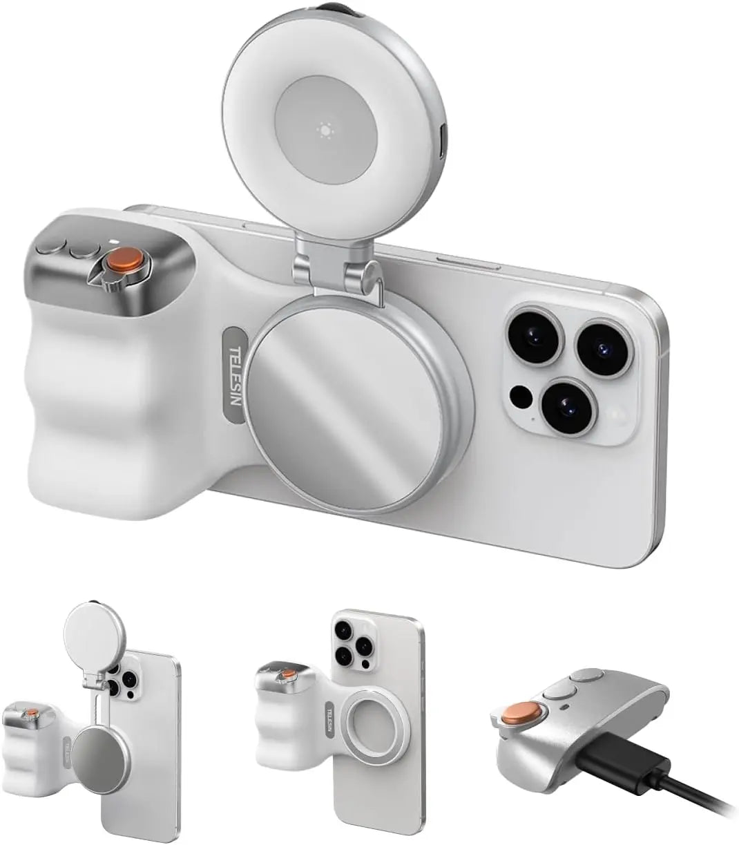 TELESIN Magnetic Camera Grip & LED Selfie Light – Pro Content Creator Bundle