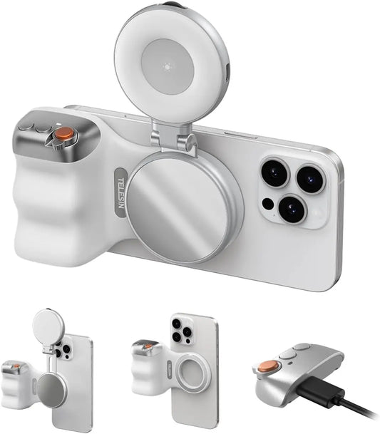 TELESIN Magnetic Camera Grip & LED Selfie Light – Pro Content Creator Bundle