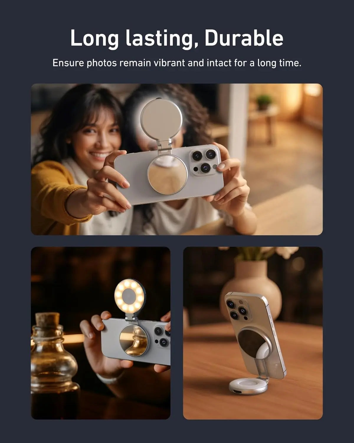 TELESIN Magnetic Selfie Ring Light – Portable LED Fill Light for Photos & Video Calls