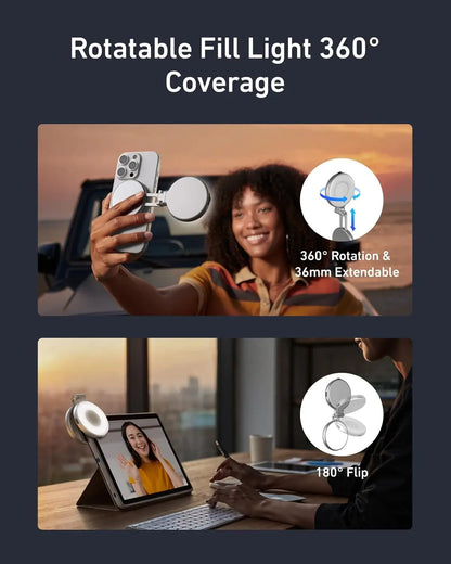 TELESIN Magnetic Selfie Ring Light – Portable LED Fill Light for Photos & Video Calls