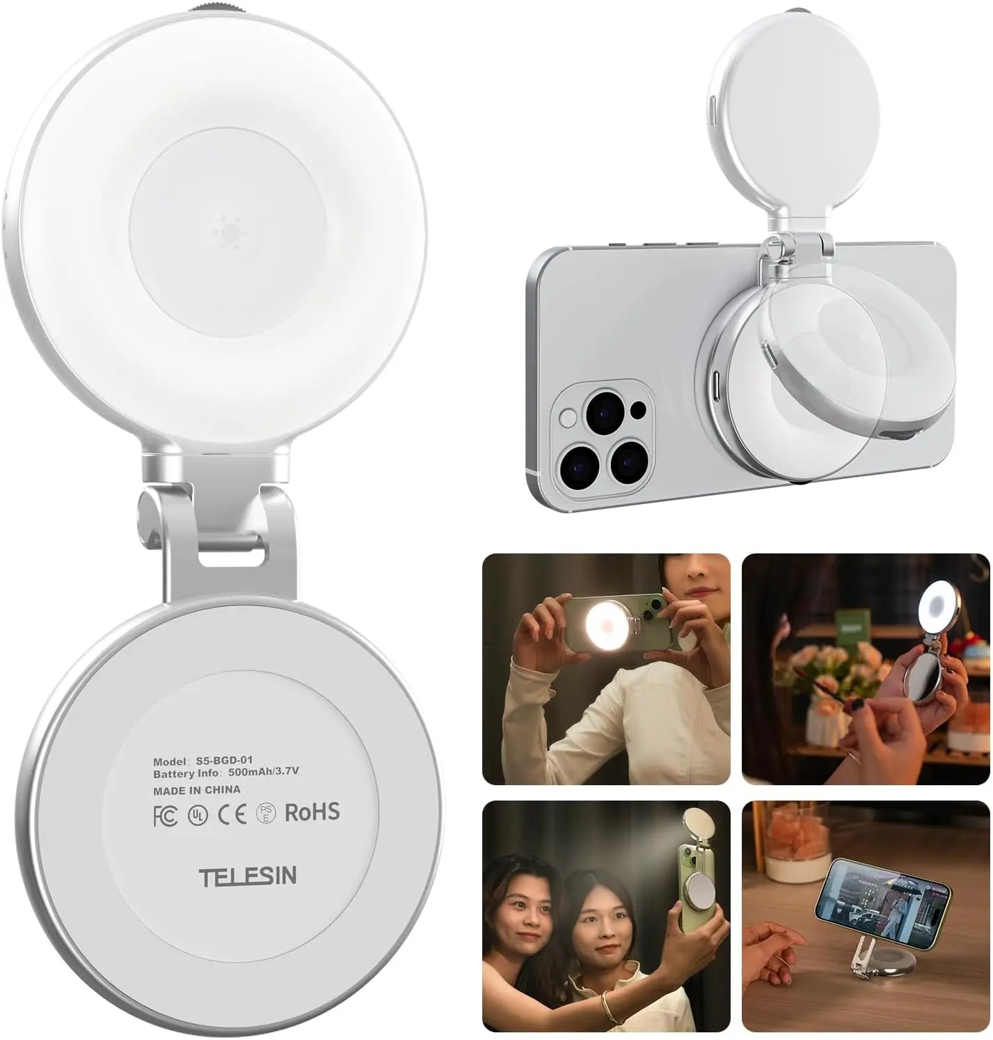 TELESIN Magnetic Selfie Ring Light – Portable LED Fill Light for Photos & Video Calls