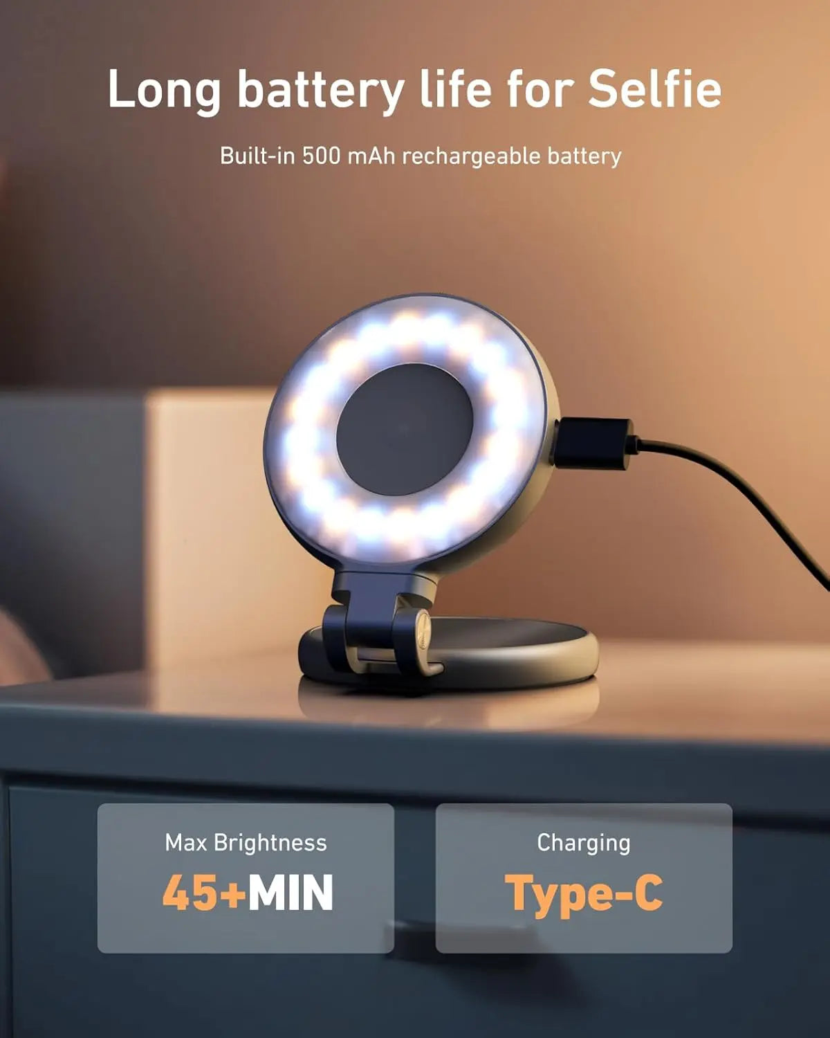 TELESIN Magnetic Selfie Ring Light – Portable LED Fill Light for Photos & Video Calls