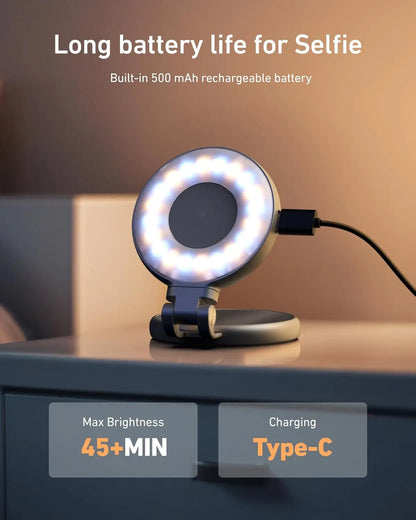 TELESIN Magnetic Selfie Ring Light – Portable LED Fill Light for Photos & Video Calls