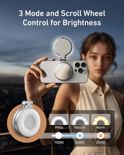 TELESIN Magnetic Selfie Ring Light – Portable LED Fill Light for Photos & Video Calls