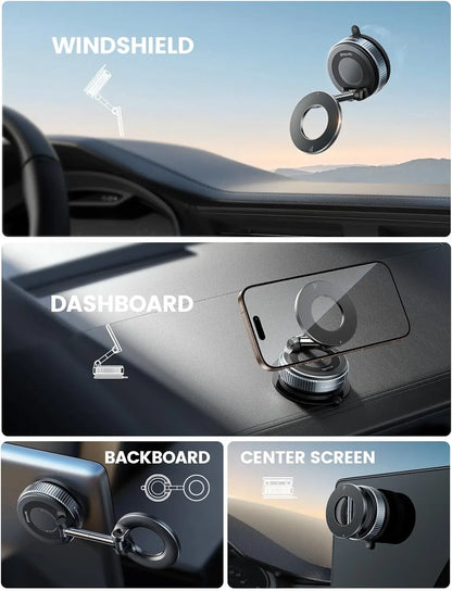 360° Rotating Magnetic Phone Holder – Foldable, Extendable | Strong Back Magnet | iPhone 16/15/14/12 Compatible | ABS | Black