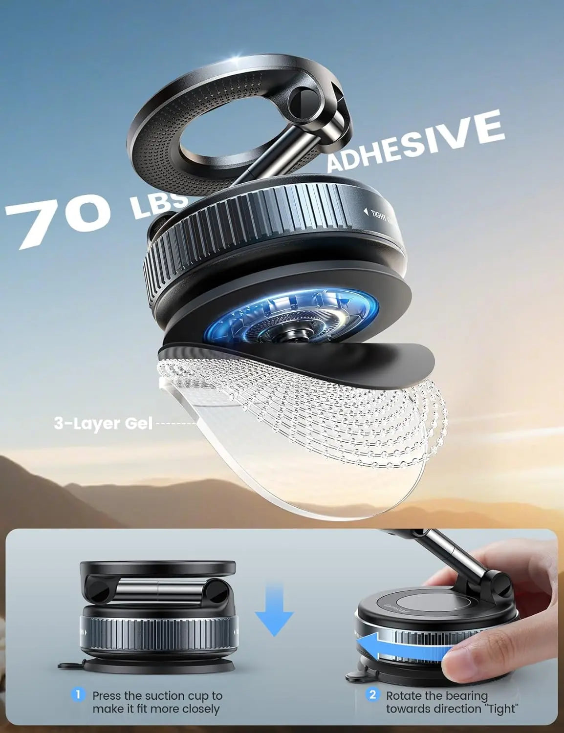 360° Rotating Magnetic Phone Holder – Foldable, Extendable | Strong Back Magnet | iPhone 16/15/14/12 Compatible | ABS | Black