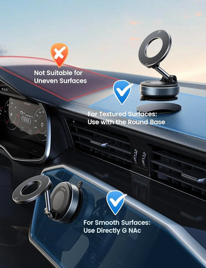 360° Rotating Magnetic Phone Holder – Foldable, Extendable | Strong Back Magnet | iPhone 16/15/14/12 Compatible | ABS | Black