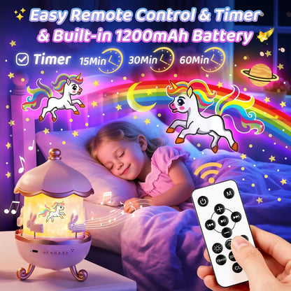 LED Carousel Star Projector Night Light – A unisex Whimsical Gift for kids مصباح ليلي دوّار LED على شكل دائري – هدية خيالية ساحرة للأطفال