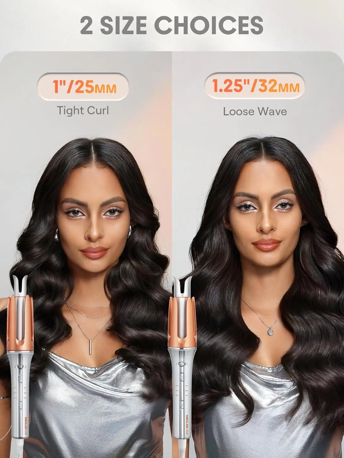 SHEGLAM 1-Inch Automatic Hair Curler – Fast Heating, 3 Temp Settings, 2-Way Rotation, Anti-Tangle & Auto Shut-Off