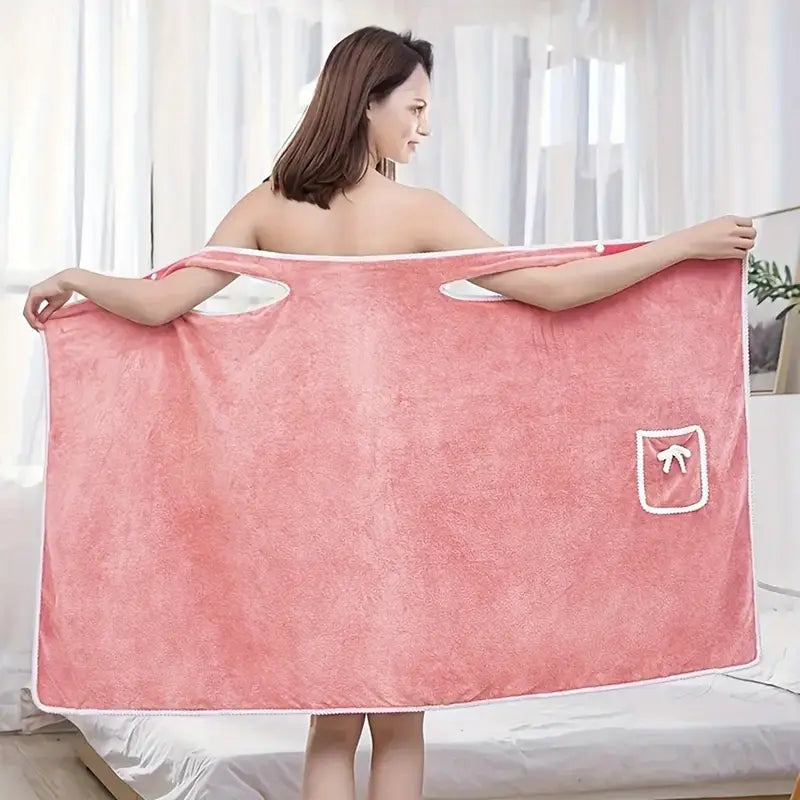 Wearable Bath Towel Skirt for Adults with Bow | 1-Piece Quick-Dry Microfiber Wrap – Soft, Absorbent, Non-Shedding, No Electricity Needed