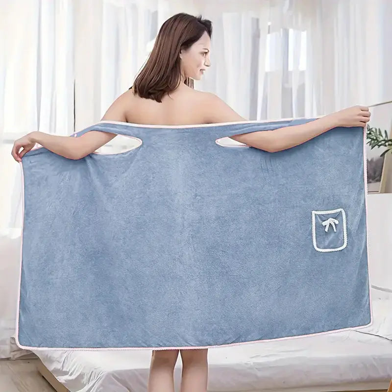 Wearable Bath Towel Skirt for Adults with Bow | 1-Piece Quick-Dry Microfiber Wrap – Soft, Absorbent, Non-Shedding, No Electricity Needed