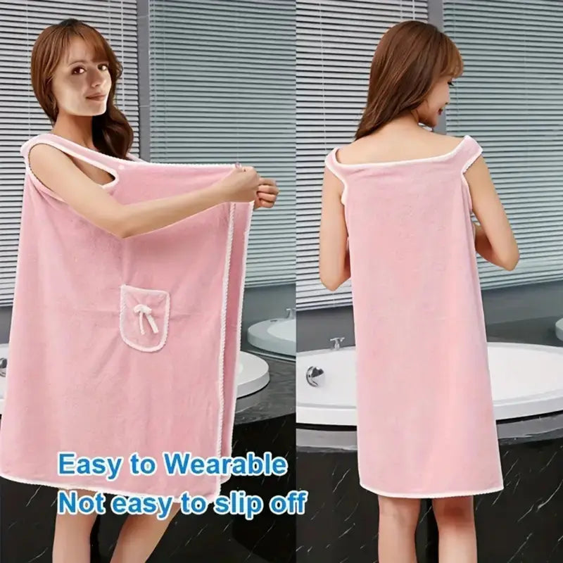 Wearable Bath Towel Skirt for Adults with Bow | 1-Piece Quick-Dry Microfiber Wrap – Soft, Absorbent, Non-Shedding, No Electricity Needed