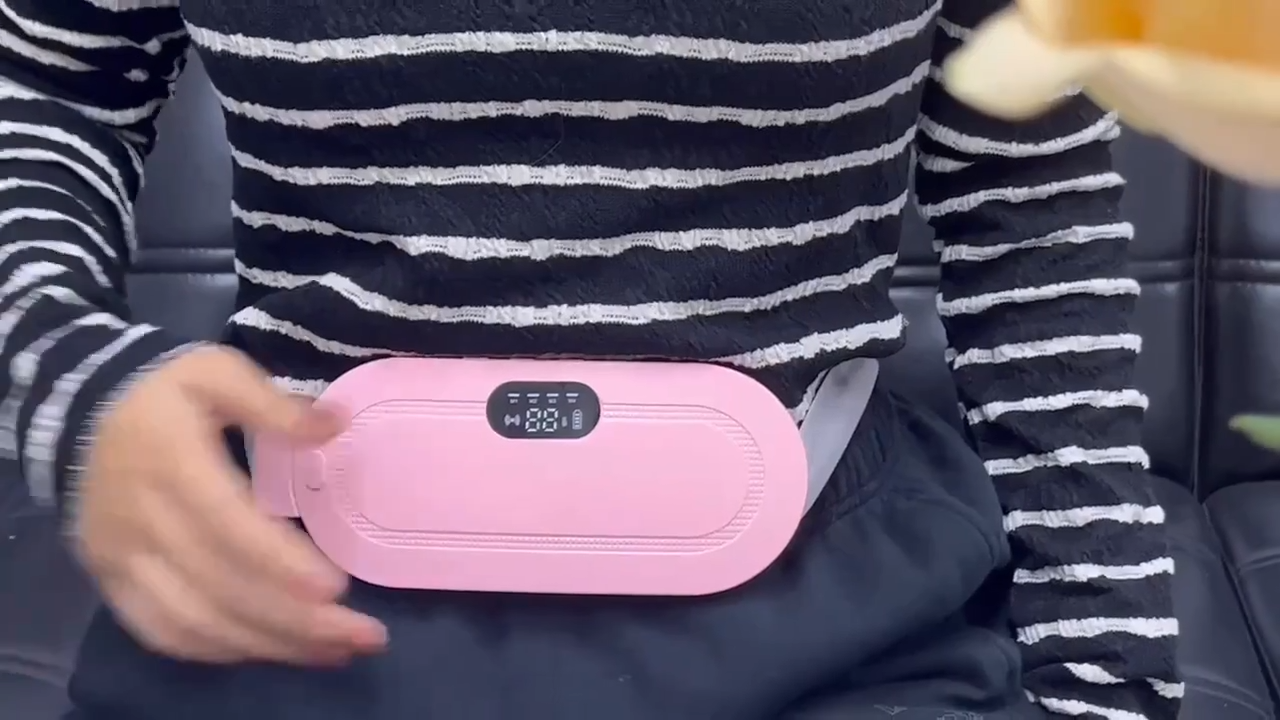 Portable Electric Heating Massage Pad – Quick Heating Abdominal & Back Warmer for Women – Soft Pink | Gift for Relaxation at Home, Office & Car