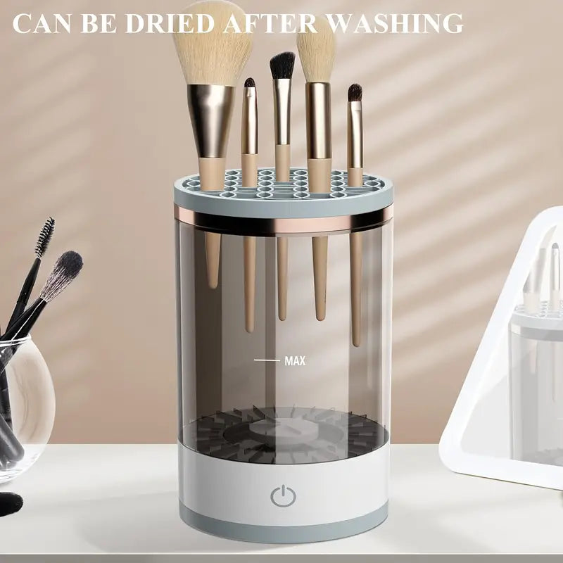 Electric Makeup Brush Cleaner & Dryer System | Automatic USB-Powered Spinning Device for All Brush Sizes – Quick, Gentle & Easy Cleaning